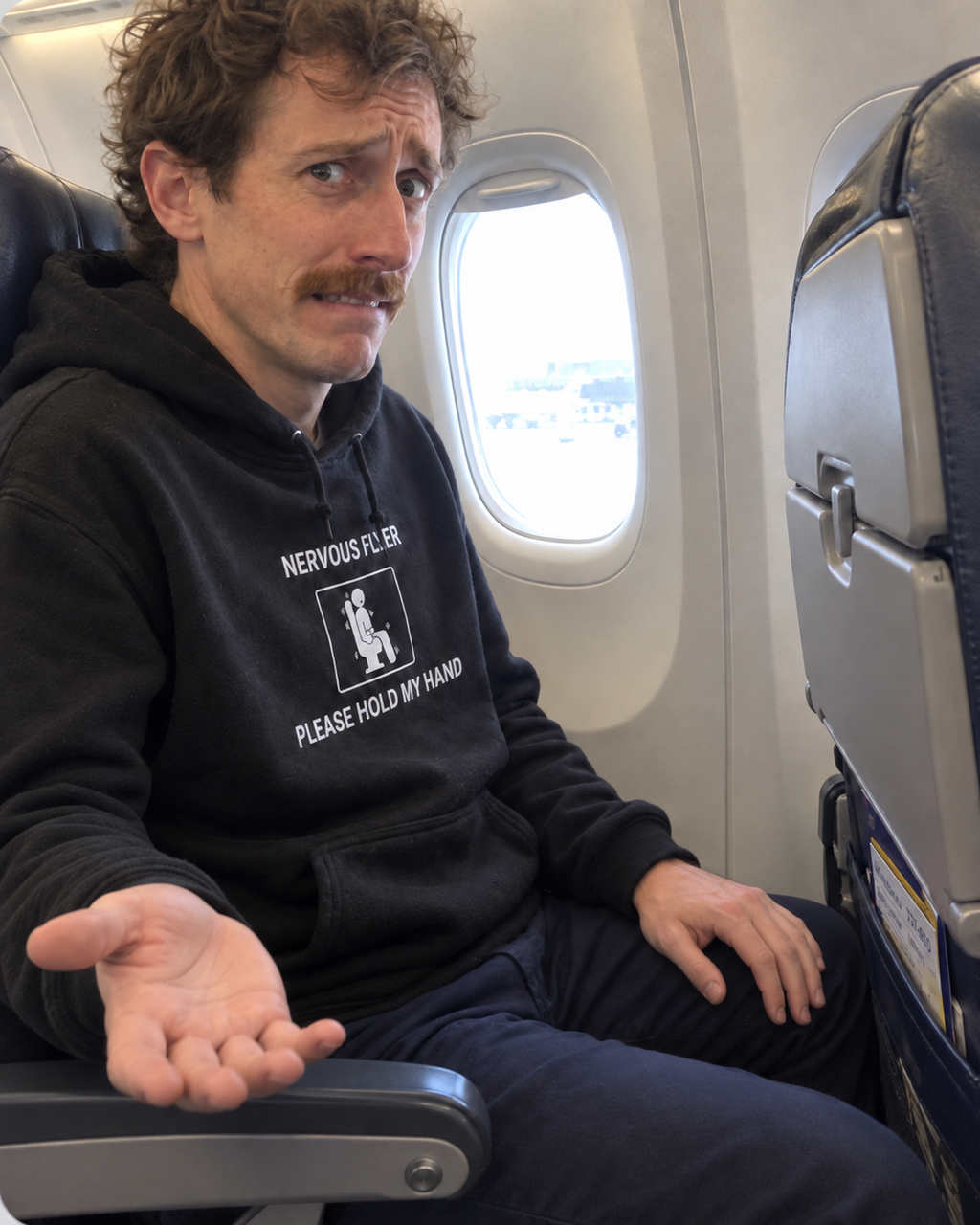 Nervous Flyer Please Hold My Hand - Hoodie divertido de viaje