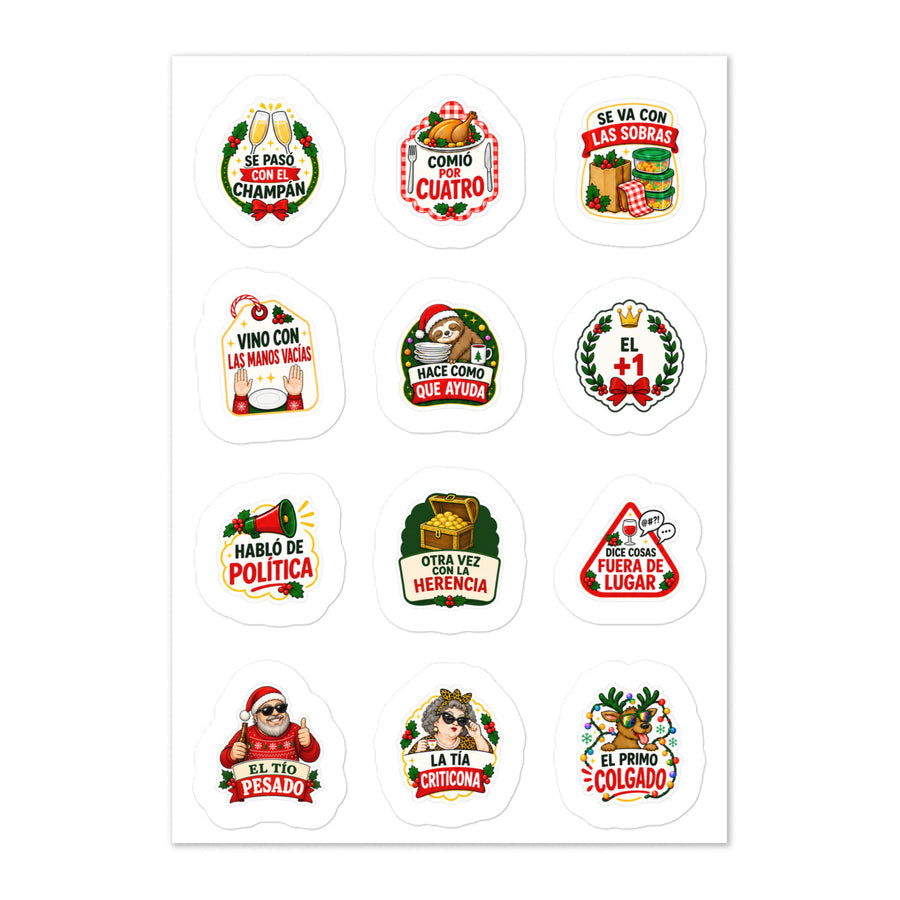 Pegatinas divertidas para Navidad - Hoja de 12